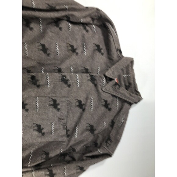 True Grit Moose Print Flannel Shirt Mens Large Gray 100% Cotton Vintage USA Made - Picture 3 of 9